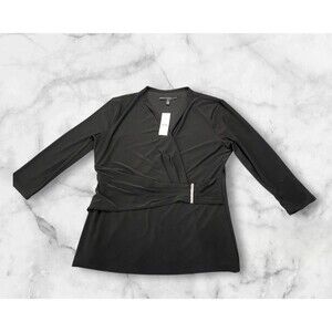 White House Black Market 3/4 Sleeve Top Women's Medium Black MSRP: $69